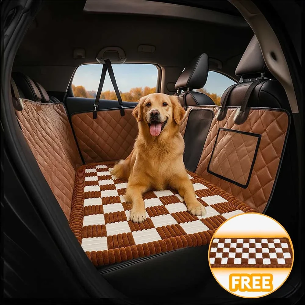 Premium Faux Leather Waterproof Hammock Dog Car Seat Cover With Mat