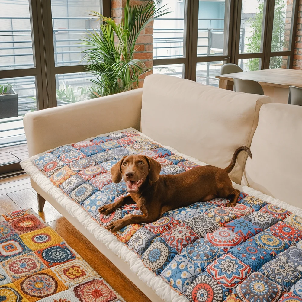 Garden Chic Cotton One-Piece Pet Friendly Protective Couch Cover