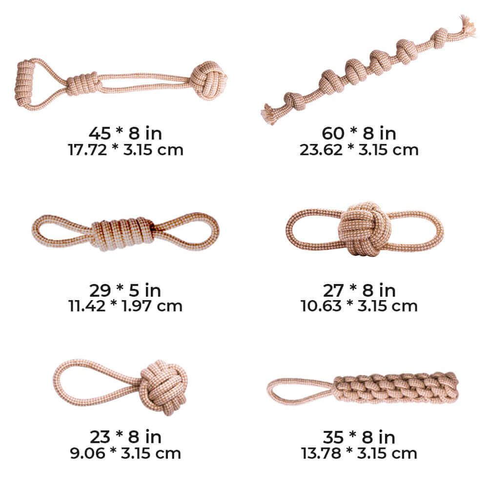 Linen Cotton Rope Toy Set Teeth Cleaning Interactive Chew Dog Toy - Image 6