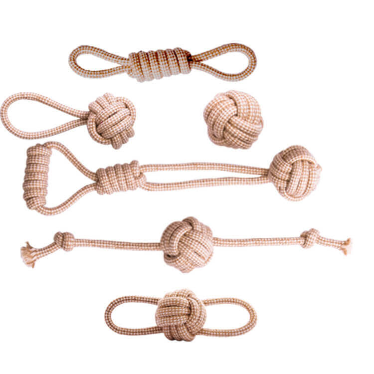 Linen Cotton Rope Toy Set Teeth Cleaning Interactive Chew Dog Toy - Image 4