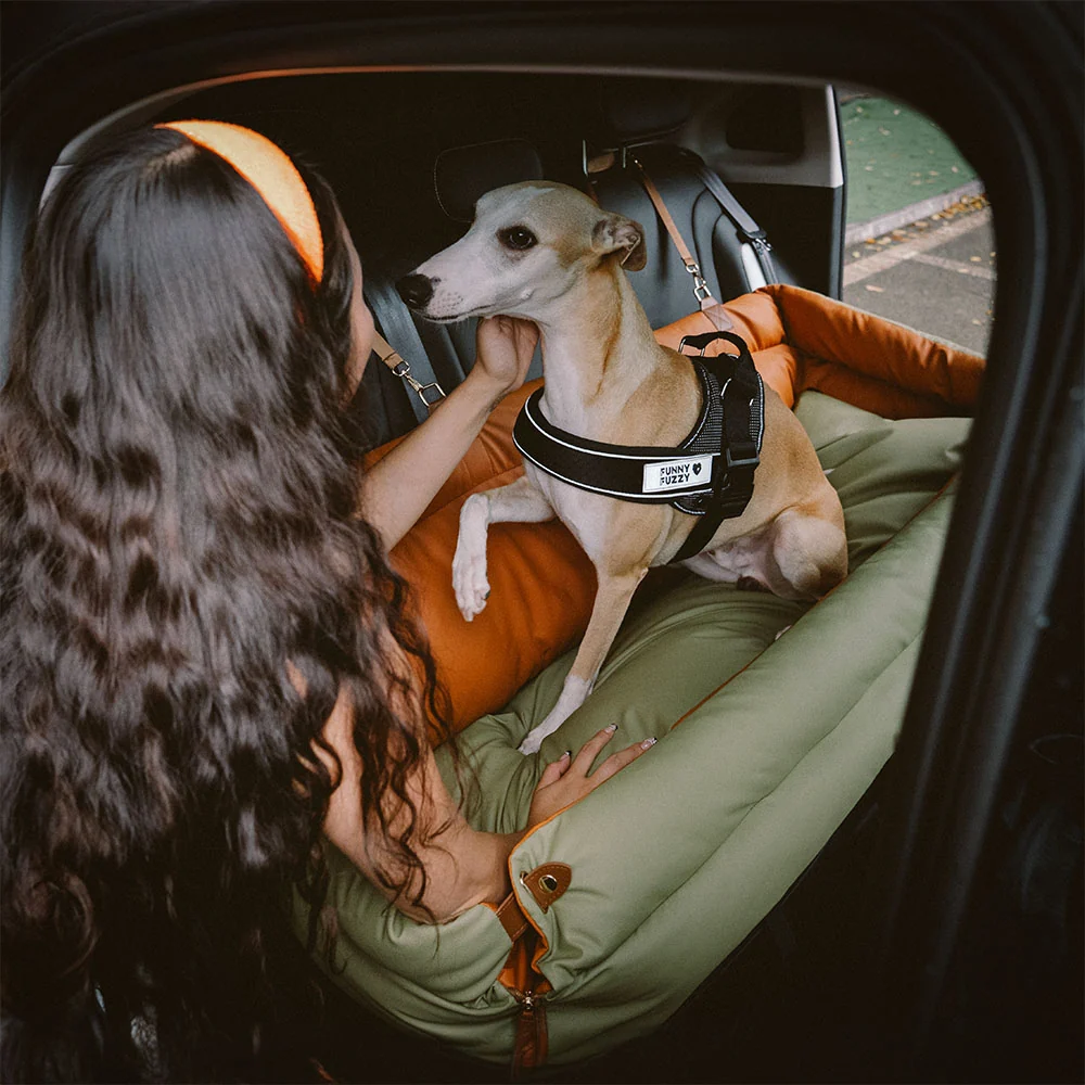 Large Deluxe Faux Leather Dog Car Seat Booster Bed - Urban Voyager - Image 9